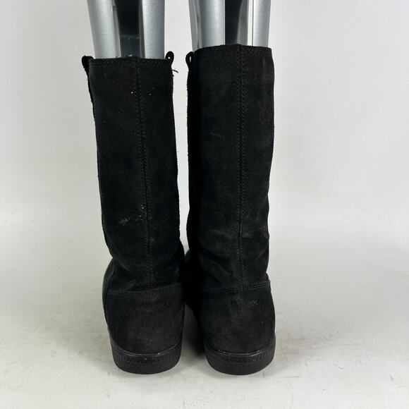 Geox Respira Women's 7 Triple Black Suede Pull-On Round Toe Riding Boots - Picture 7 of 13